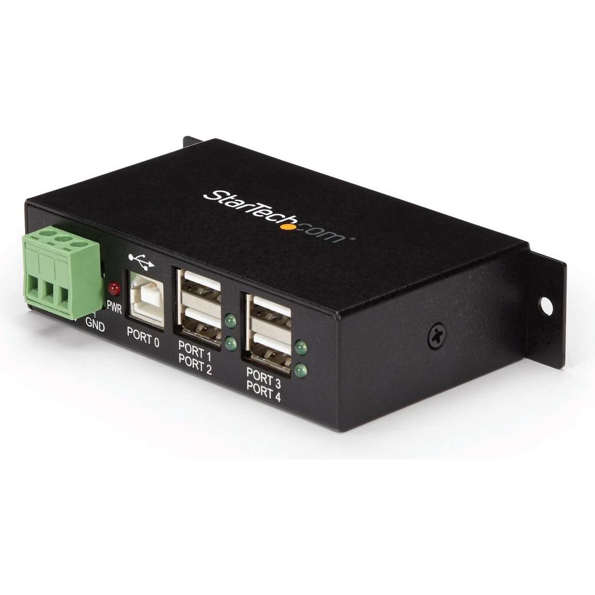 StarTech .com Rackmount USB 2.0 Hub - 4 Port Rugged Industrial USB 2.0 Hub - Hub - 4 x USB 2.0 -... (USB-A, 4 porte), Docking station + Hub USB, Nero