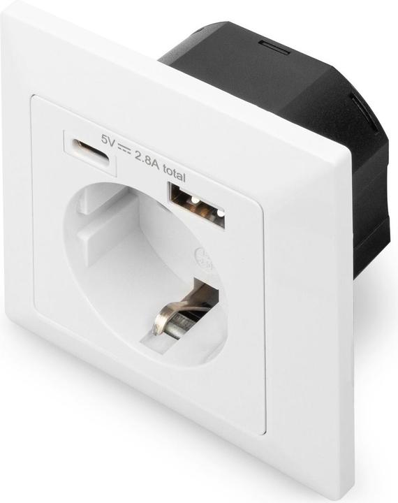 Actual product image Digitus Safety Plug for Flush Mounting with 1 x USB Type-C™, 1 x USB A
