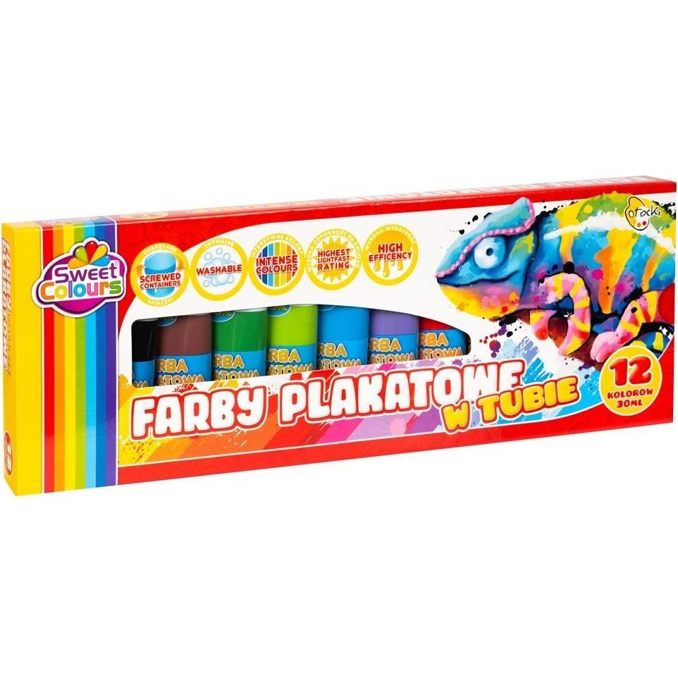 Sweet Colours, Colore + Vernice per fai da te, Plakatfarben in einer Tube mit 12 Farben, 30 ml (30 ml)
