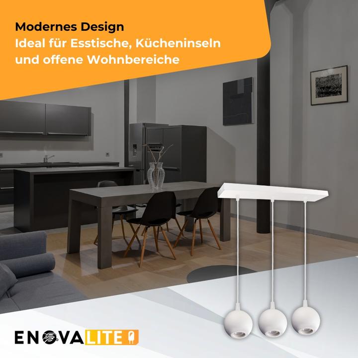 Produktbild Enovalite LED-Pendellampe GLOBE, GU10-Fassung, IP20, Ø10cm, 3 flammig, weiss (GU10)
