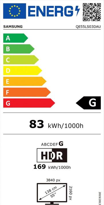 Energie-Label Samsung The Frame QE55LS03D (55", LS03D, QLED, 4K, 2024)