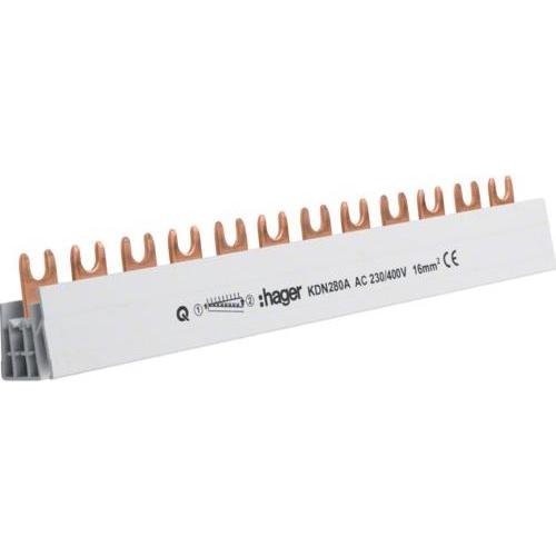 Thumbnail - Hager, Verteilerschrank Zubehör, Phasenschiene 2P Gabel 16mm² 80A 12M