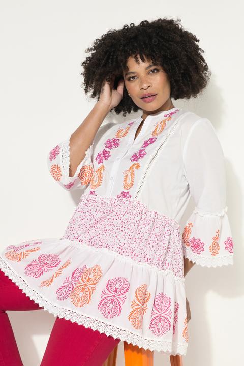 Actual product image Angel of Style 3/4-Sleeve V-Neck Patterned Stripe Tunic (48)