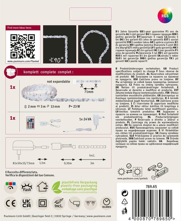 Produktbild Paulmann FlexLED 3D Stripe Set (RGB, 300 cm, Indoor)