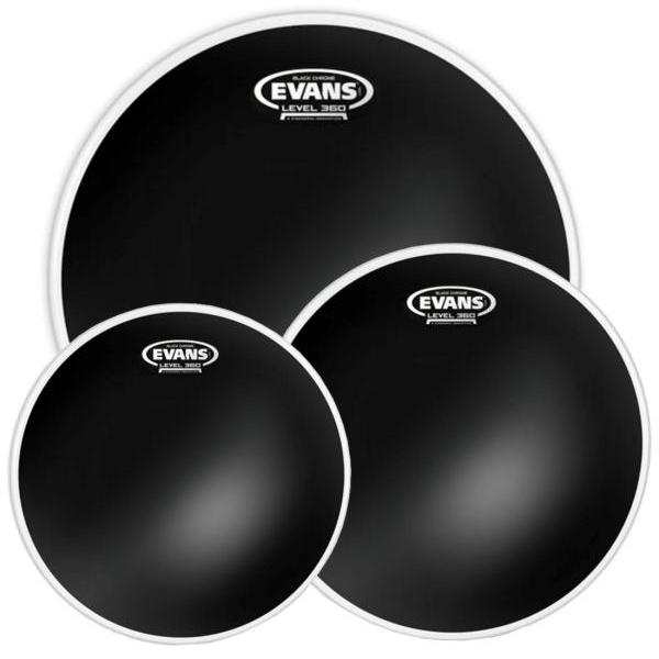 Evans ETP-CHR-R Black Chrome Tompack Rock 10-12-16 (Schlagzeug), Drumhead, Schwarz