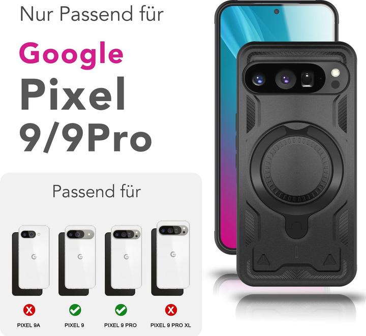 Actual product image Nalia Stormguard - Stabile Panzer Hülle mit MagSafe & 360-Grad Ringhalter - Military Cover (Google Pixel 9 Pro)