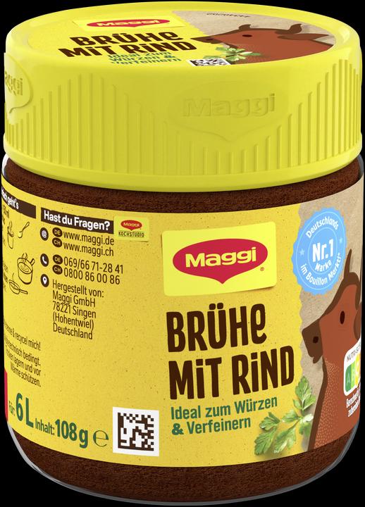 Produktbild Maggi Brühe mit Rind Glas 108g, ergibt 6 Liter (6000 ml)