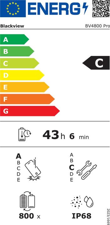 Energielabel Blackview Smartphone BV4800Pro 4GB/128GB Groen (128 GB, Groen, Zwart, 6.56", Dubbele SIM, 4G)