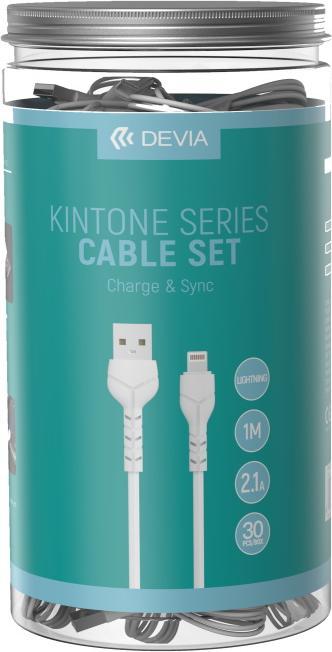 Produktbild Devia Kintone Kabel USB - Lightning 1,0 m 2,1A weiss Set 30 Stück V2 (1 m, 10 W)