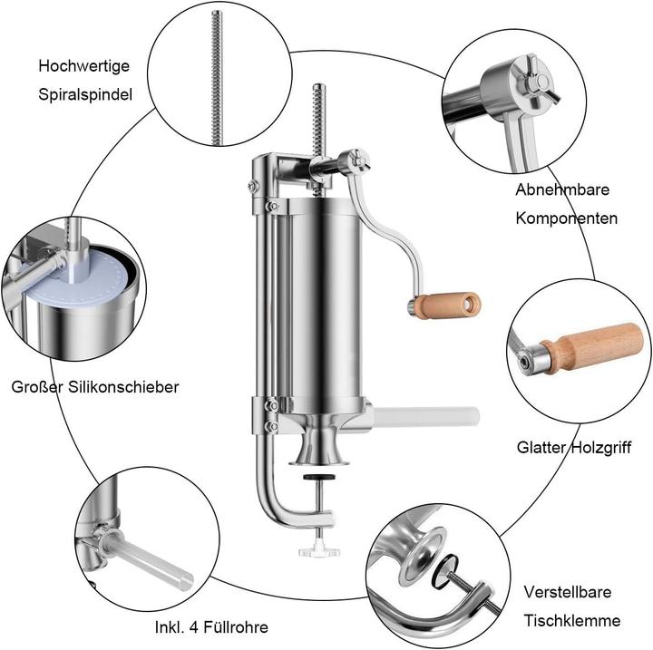 Produktbild Costway 3L Wurstfüller inkl. 4 Füllrohre