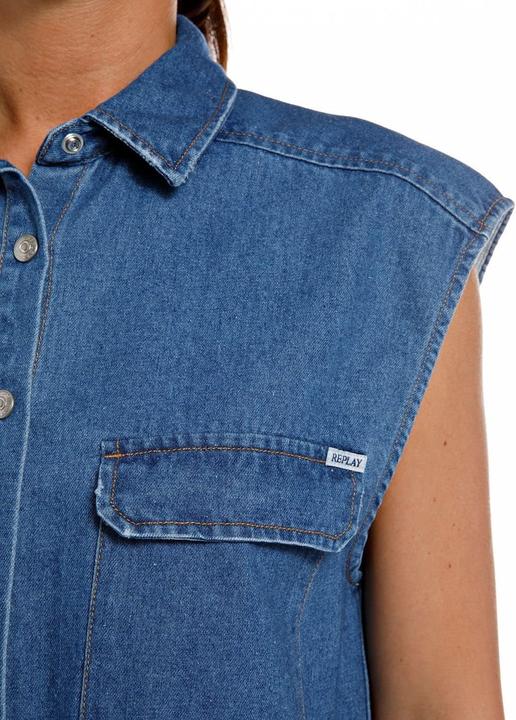 Immagine prodotto Replay Camicia di jeans a maniche corte con design fresco e mix cotone-lino (M)