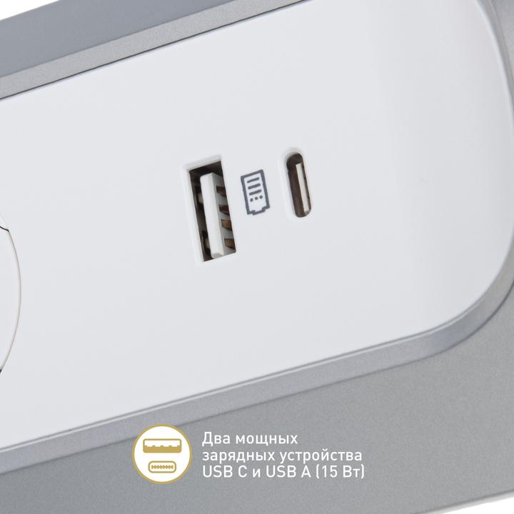 Image du produit Legrand Multiprise d'angle 3x prise, USB-A, USB-C, sans câble Ultra blanc/aluminium 694504 (3 x)
