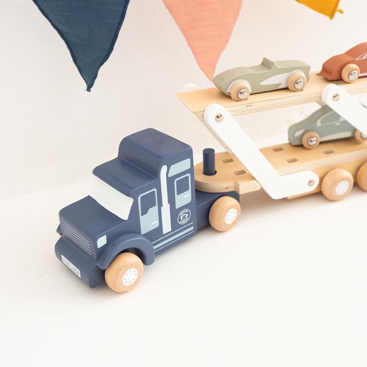 Produktbild Activity Board Holzspielzeug Junge, Taufe Geschenk Junge, Baby Geschenk Junge, Auto-Transporter, Abschleppwagen