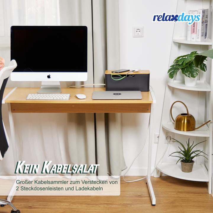 Image du produit Relaxdays Schwarze Kabelbox mit Bambusdeckel