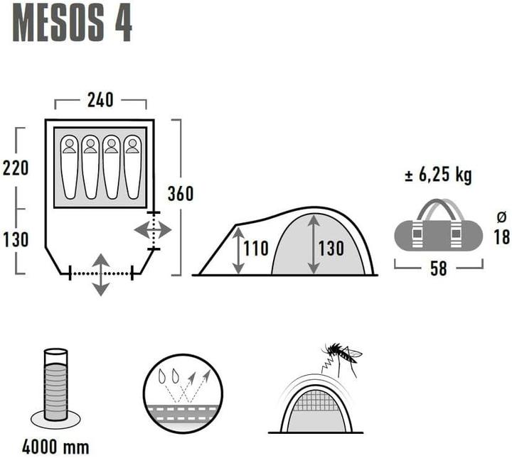 Produktbild High Peak Mesos (Kuppelzelt, 6.25 kg, 4 Personen)