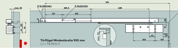Productafbeelding Dormakaba Glijrail G-EMR voor TS 93 zilver elektromechanisch (Glazen deur, Interieur)