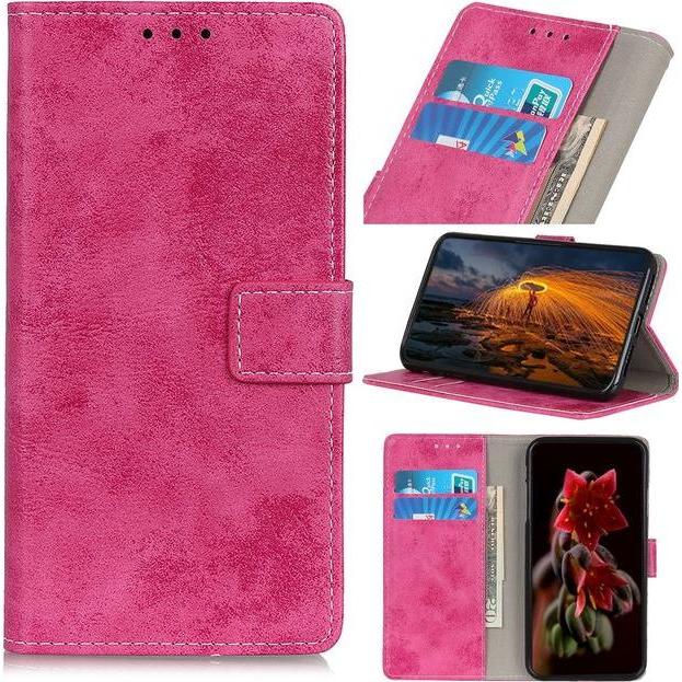Thumbnail - MU Style Vintage Leder Bookcover Series (Samsung Galaxy Note 20), Smartphone Hülle, Rosa