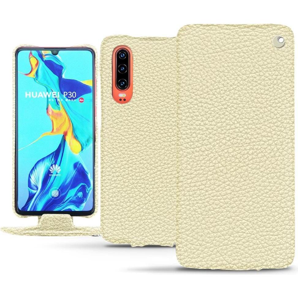 Noreve Lederschutzhülle vertikal (Huawei P30), Smartphone Hülle, Weiss