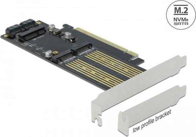 Image du produit Delock Adaptateur de bus hôte PCI-Ex16v4 - M.2 Key-B, M.2 Key-M, mSATA
