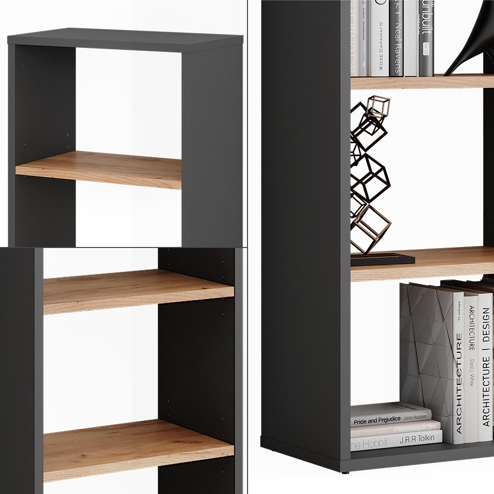 Thumbnail - Vichy, Schuhschrank, Standregal Orlando, Anthrazit/Goldkraft Eiche, 40 x 80.1 cm