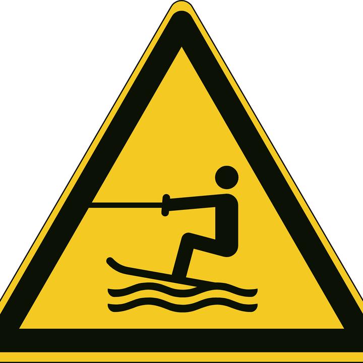 Actual product image Brady ISO safety sign - warning of water activity by pulling