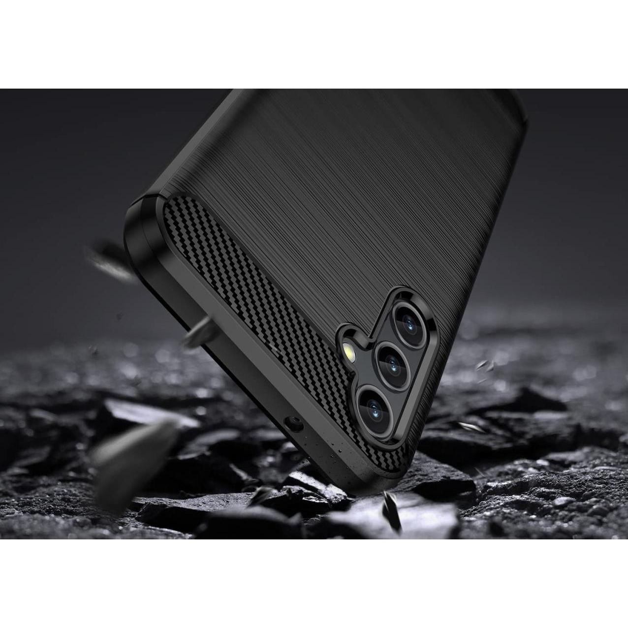 Thumbnail - Screenguard Samsung Galaxy A14 5G Hülle Carbon Brushed Soft TPU (Samsung Galaxy A14 5G), Smartphone Hülle, Schwarz