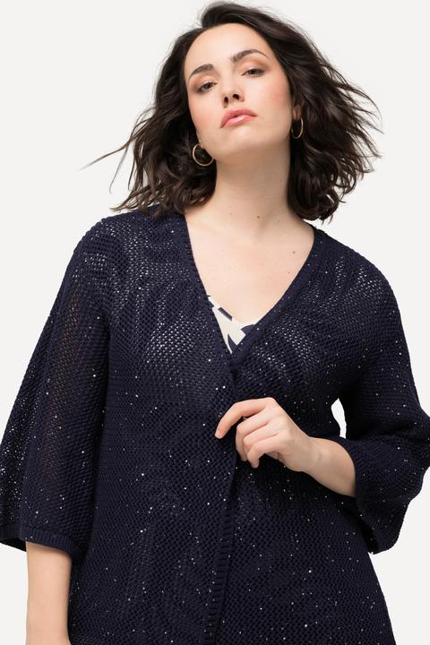 Produktbild Ulla Popken Strickjacke, Struktur, A-Linie, V-Ausschnitt, 3/4-Arm (42, 44)