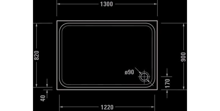 Actual product image Duravit Rectangular shower tray D-CODE with anti-slip, white 1300x900x85mm (130 cm, 90 cm)