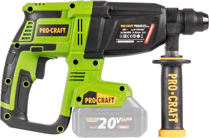 Produktbild Procraft PHA40bb-c Akku Bohrhammer 20 V 2,6 J SDS plus Brushless + Koffer - ohne Akku, ohne (Bohrhammer)