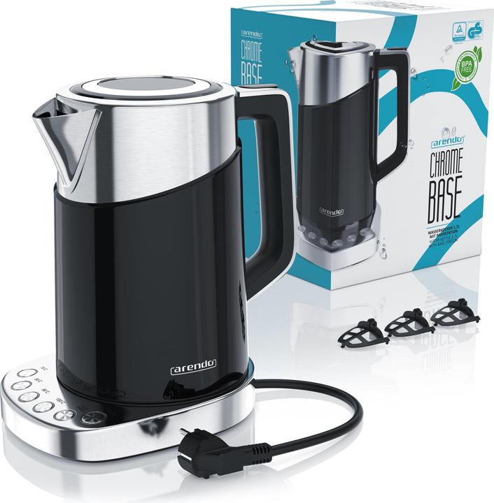 Produktbild Arendo Wasserkocher 1,7 l, 3000 W, Edelstahl, Schnellkoch Funktion, Temperatureinstellung 70° C - 100° C (1.70 l)