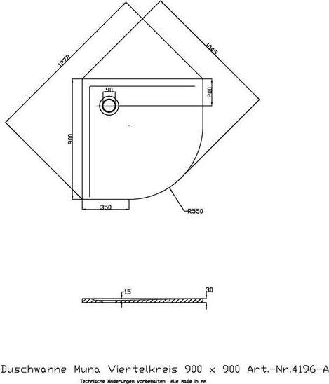 Image du produit Hoesch Receveur de douche quart de cercle MUNA 900x900x30mm blanc