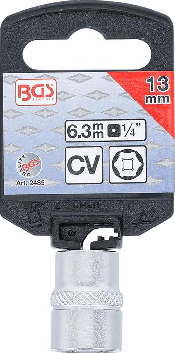 Produktbild BGS Steckschlüssel-Einsatz Sechskant Antrieb Innenvierkant 6,3 mm (1/4") SW 13 mm (13 mm)