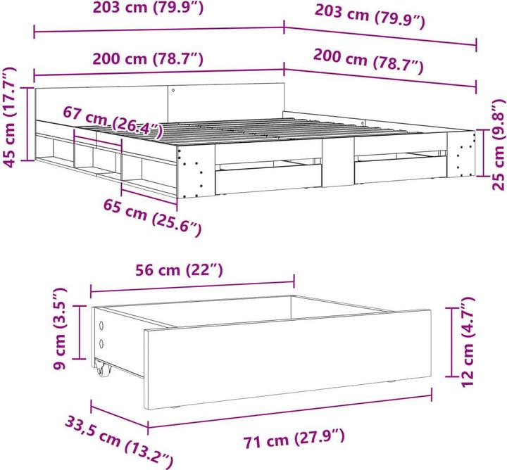 Image du produit vidaXL Bettgestell (200 x 200 cm)
