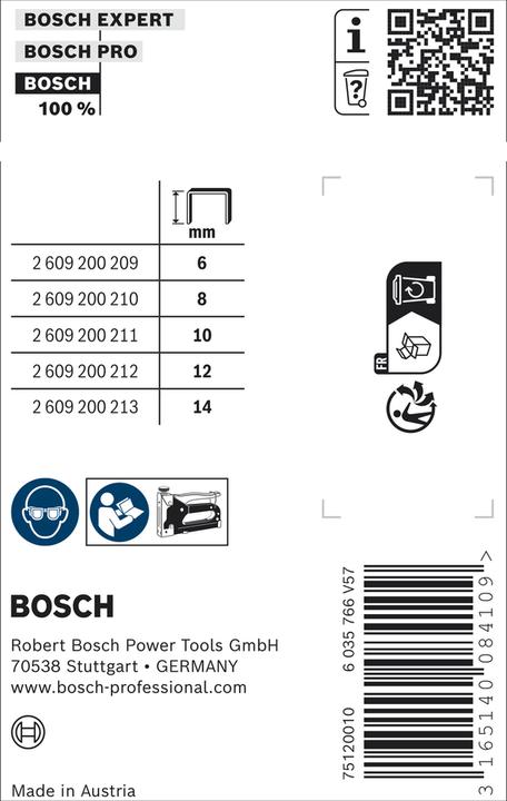 Produktbild Bosch Professional Zubehör Feindrahtklammer Typ 53, 11,4 x 0,74 x 8 mm, 5000er-Pack