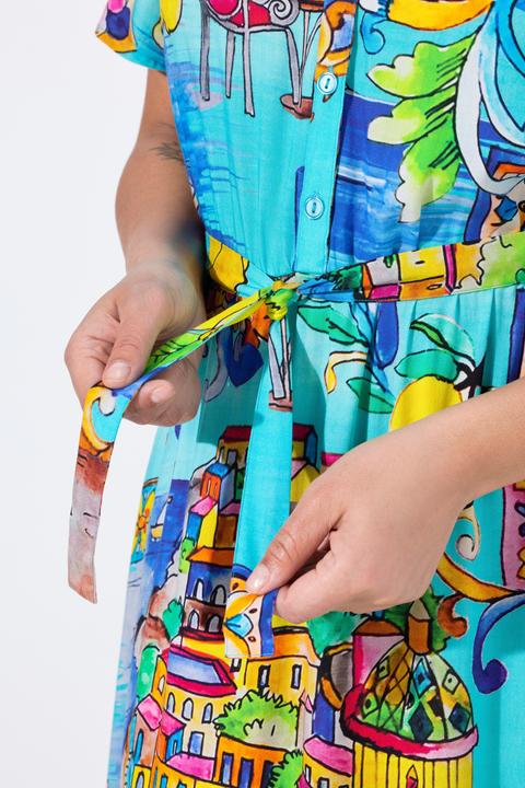 Immagine prodotto Miamoda Kleid, A-Linie, Italien-Muster, Saumvolant (54)