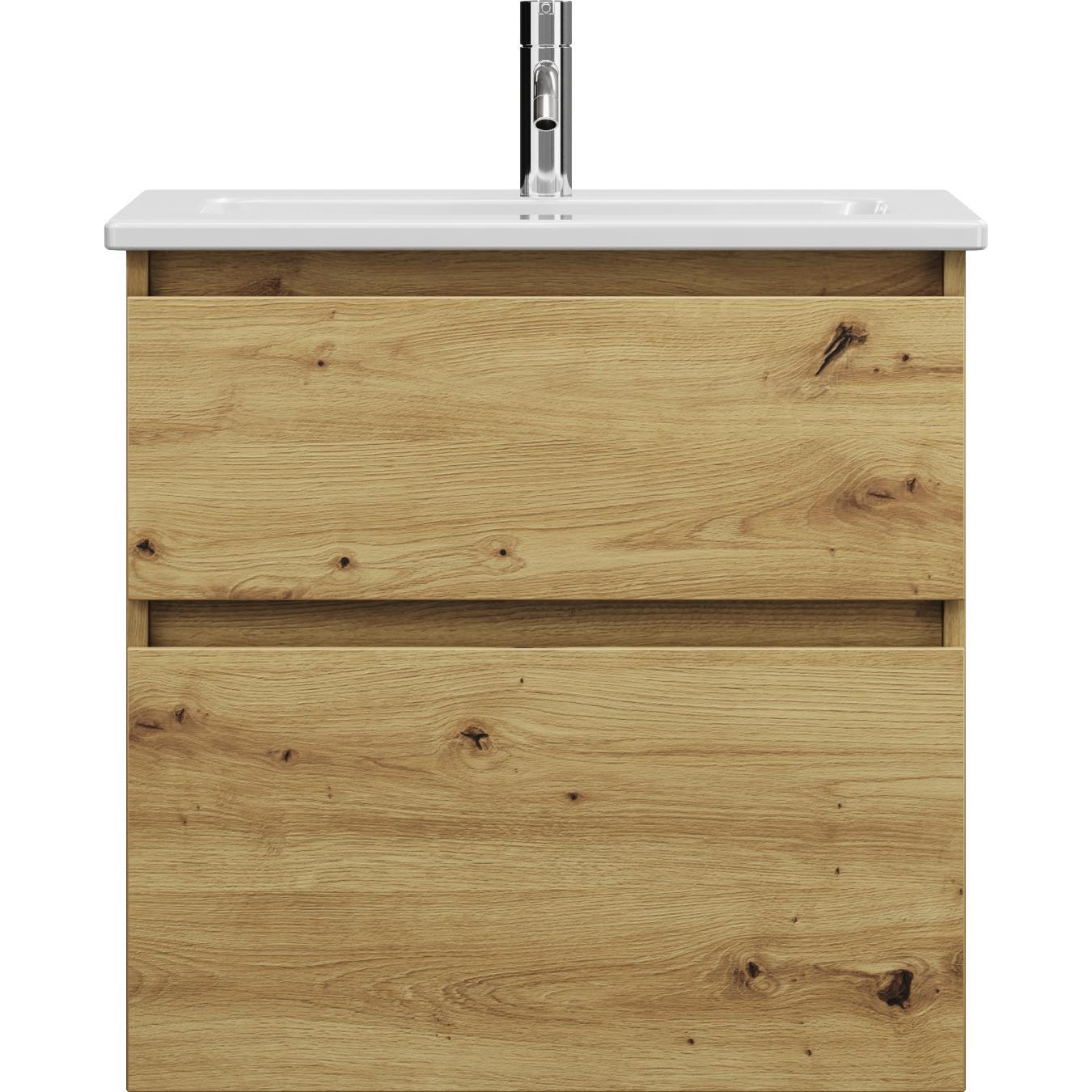 burgbad, Badmöbelset, Lin20 tiefer Keramik-Waschtisch inklusive Waschtischunterschrank 2 Auszüge, 630x415x622mm