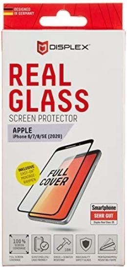 Produktbild Displex Real Glass, Full Cover Panzerglas (1 Stück, Apple iPhone 6, Apple iPhone 7, Apple iPhone 8, Apple iPhone SE (2nd Gen), Apple iPhone SE (3rd Gen))
