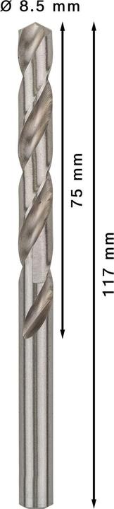 Actual product image Bosch Professional Zubehör PRO Metal HSS-G twist drill, 8.5 x 75 x 117 mm (8.5 mm)