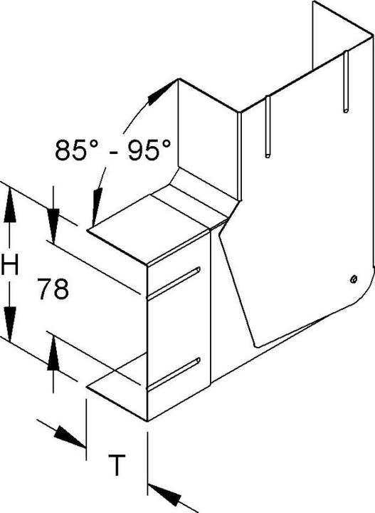 Actual product image Niedax GK vertical corner 90° single-leaf symmetrical 170x61mm rw (17 cm)