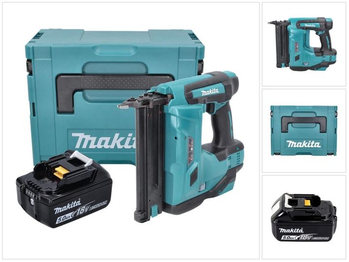 1x Makita MAKPAC, 1x Makita DBN 500 cordless upright nailer, without charger, 1xuniversal insert, 1 x BL 1850 B battery with 5 Ah - 18 V