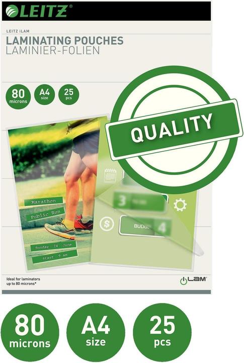 Actual product image Leitz Laminating pouch (A4, 25 pcs., 80 µm)