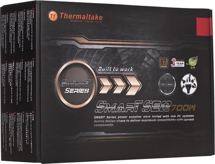 Produktbild Thermaltake SUPPLY ATX 700W SMART SE2 BLACK 87% EFFICIENCY/SEMI MODULAR/FAN 140MM PS-SPS-070 (700 W)
