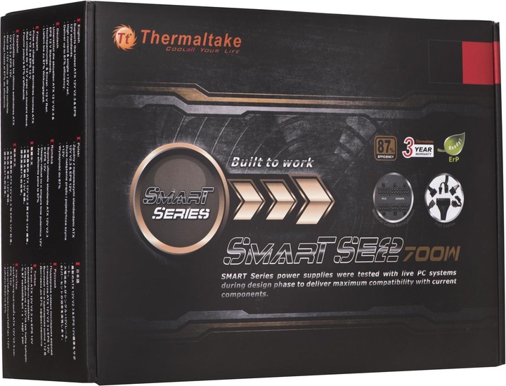 Immagine prodotto Thermaltake ALIMENTAZIONE ATX 700W SMART SE2 NERO 87% EFFICIENZA/SEMI MODULARE/VENTOLA 140MM PS-SPS-070 (700 W)