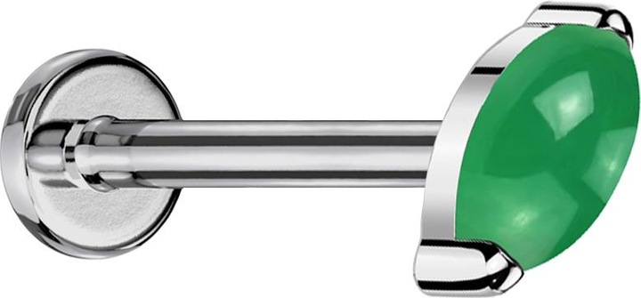 Actual product image Star Piercing Micro Threadless Labret silber Ovaler grüner Onyx Stein (Titanium G23, without brass, Mineral)