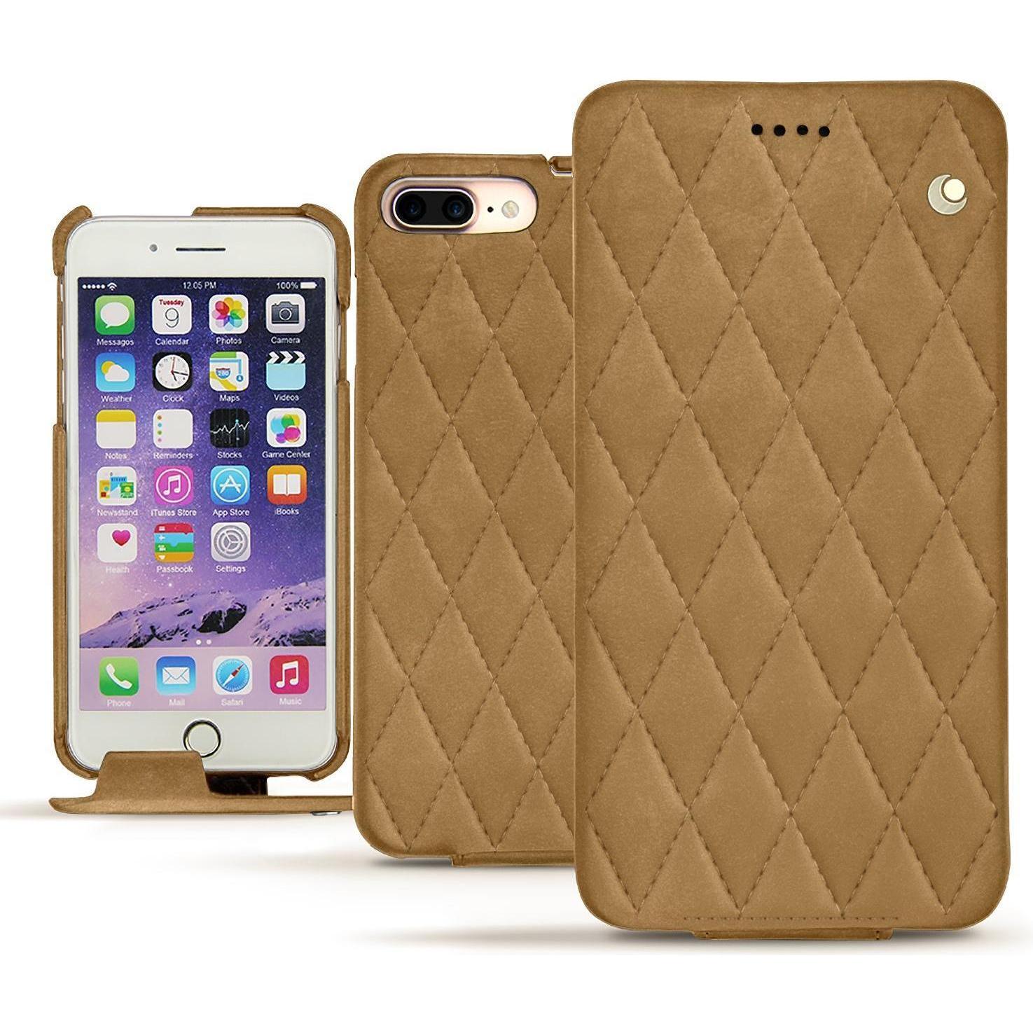 Noreve Lederschutzhülle vertikal (Apple iPhone 7 Plus), Smartphone Hülle, Braun