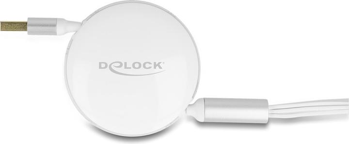 Immagine prodotto Delock Cavo di ricarica retrattile USB 7,60 cm (3"") 1 Type-A a Micro USB / 2 x USB Type-C™ con funzione (1.13 m, USB 2.0, 10 W)