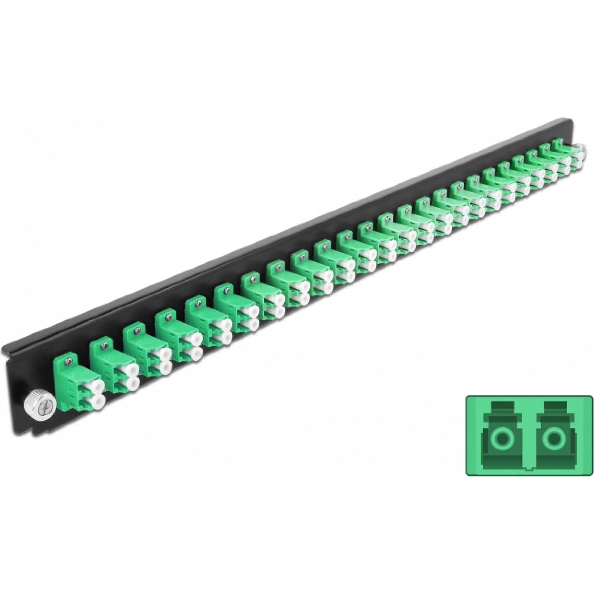 Delock Piastra di montaggio a rack per scatola di giunzione in fibra ottica, Accessori per server, Verde