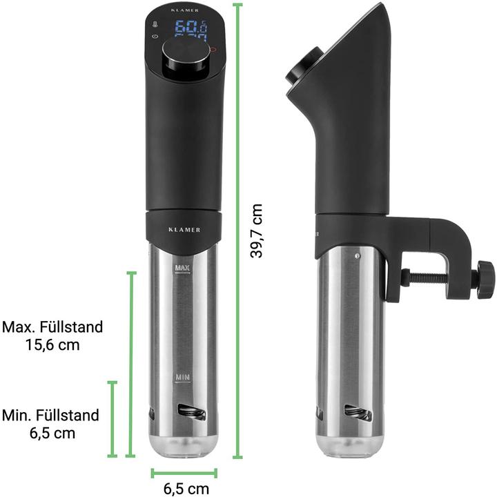 Productafbeelding KLAMER Sous Vide Stick 1200 Watt IPX7 wasserdicht 3D Zirkulation