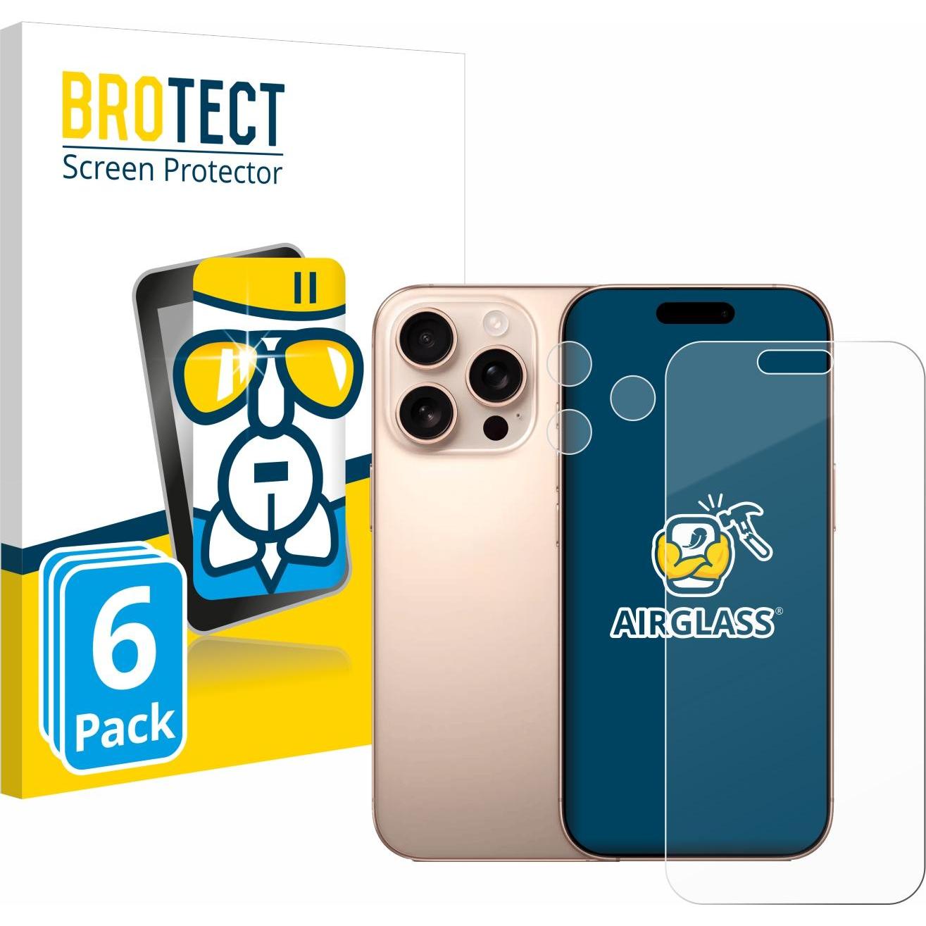 BROTECT Schutzglas Schutzfolie Glas Folie Displayschutz klar (6 Stück, Apple iPhone 16 Pro Max), Smartphone Schutzfolie,...