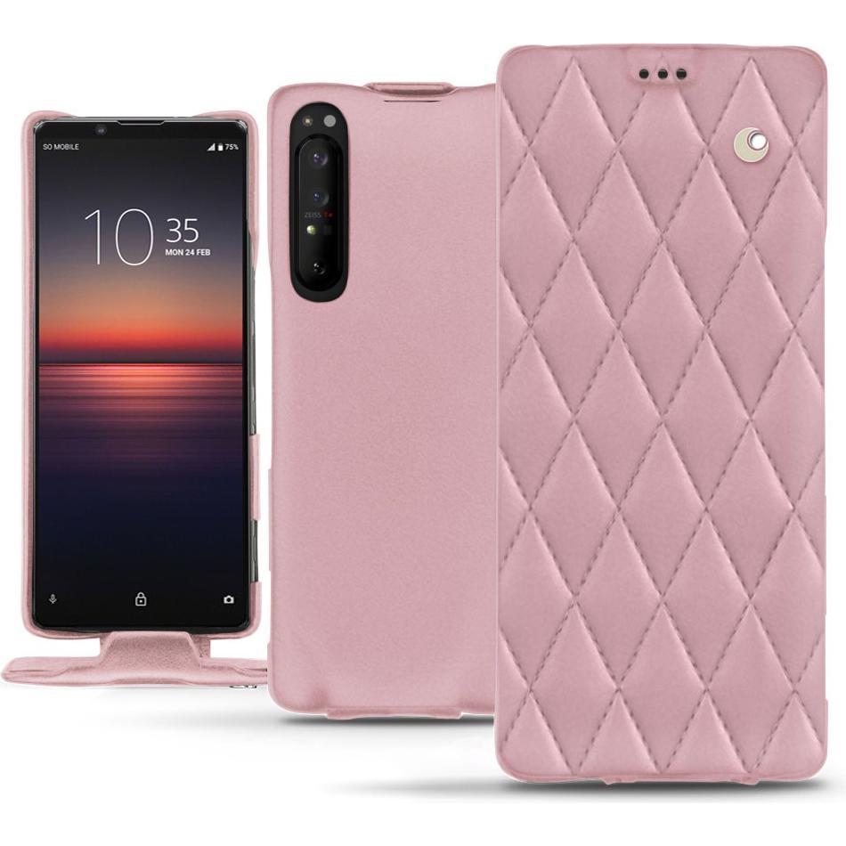 Noreve Lederschutzhülle vertikal (Sony Xperia 1 II), Smartphone Hülle, Rosa